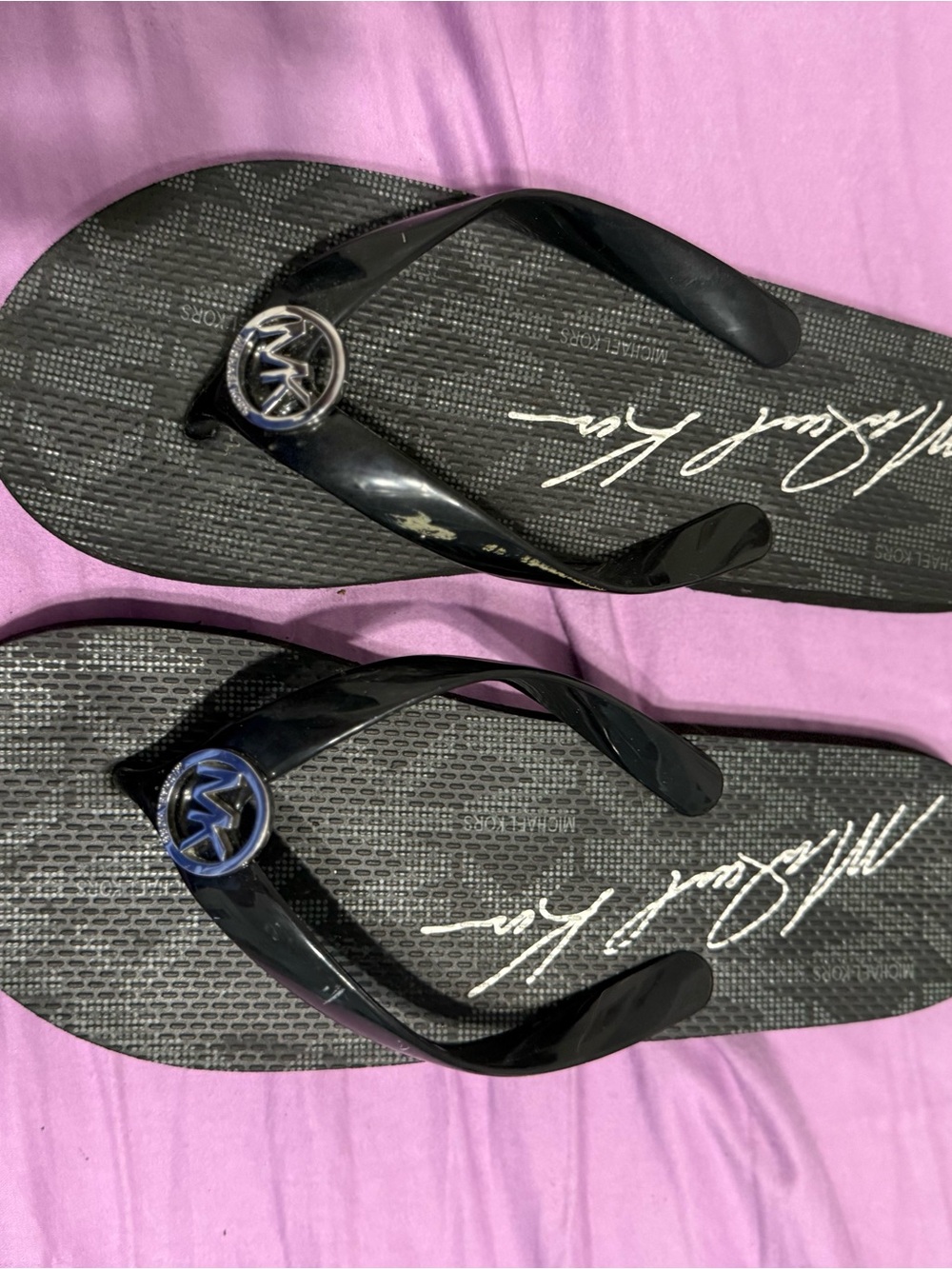 Michael Kors Black Logo Flip-Flop Sandals
